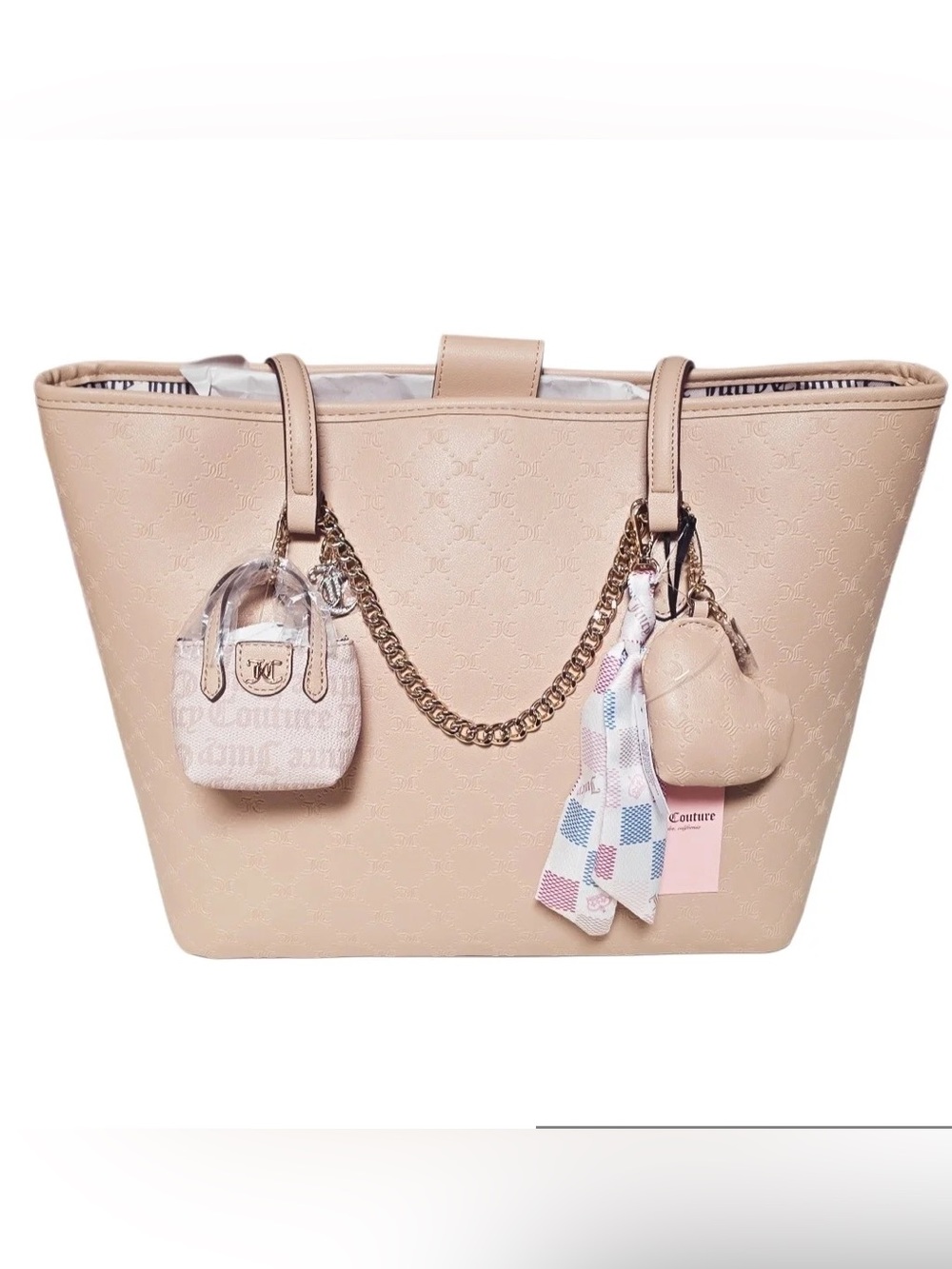 Juicy Couture Light Blush Pink Tote with Gold Chain